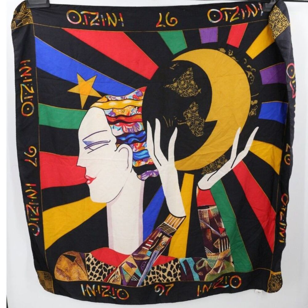 Inizio 100% Silk Scarf Art Deco to Wear Square 42 x 42 Vintage